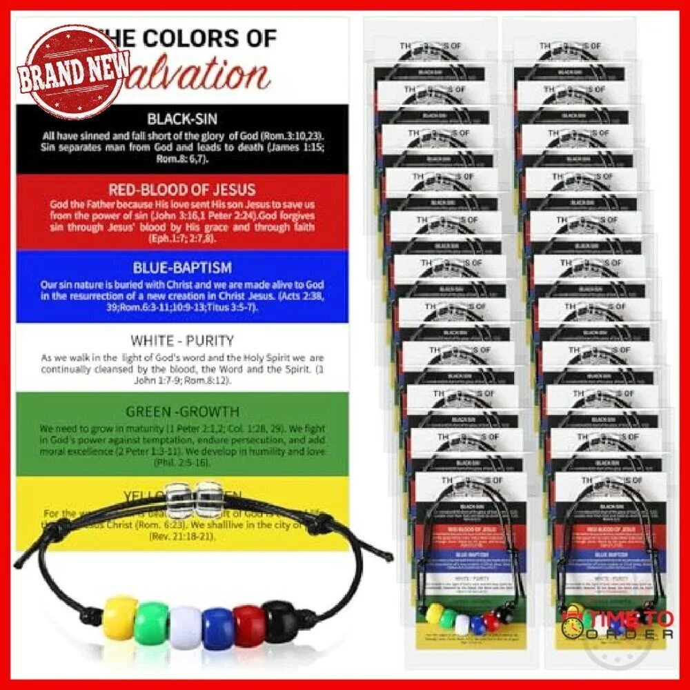 Bulk Salvation Bracelet Teaching Kit 300 Pcs with Prayer Cards